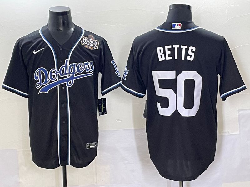 Men 2025 Los Angeles Dodgers 50 Betts Black Three generations Fashion Nike MLB Jersey style 7049